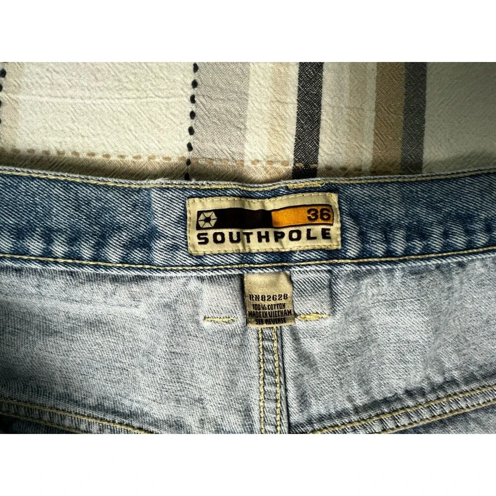 Vintage Y2K South Pole Denim Shorts Jorts Baggy Light Wash Faded Men’s Size 36
